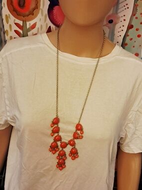 J. Crew Red Bubble Statement Bib Necklace